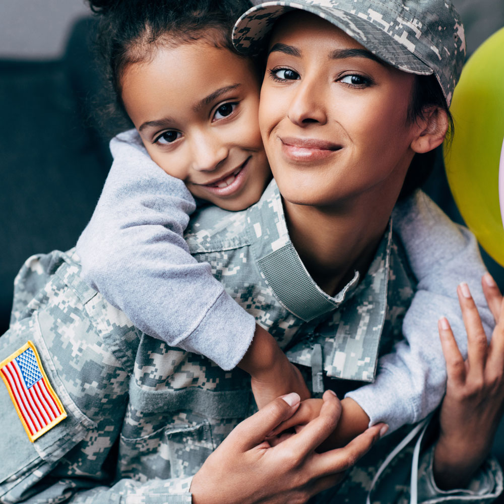 military mom with daughter